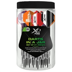 Krukke med 7 sæt messing dartpile 