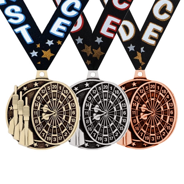 Dartmedaljer - Guld/Sølv/Bronze